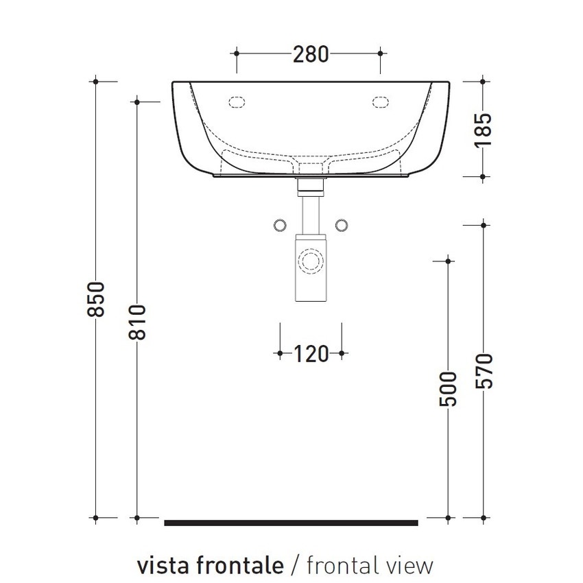 Immagine di Flaminia MONÒ 54 lavabo 54 cm da appoggio o sospeso, senza troppopieno, colore bianco finitura lucido MN54L