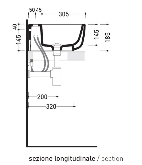 Immagine di Flaminia MONÒ 54 lavabo 54 cm da appoggio o sospeso, senza troppopieno, colore bianco finitura lucido MN54L