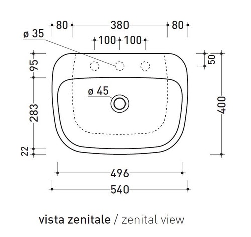 Immagine di Flaminia MONÒ 54 lavabo 54 cm da appoggio o sospeso, senza troppopieno, colore bianco finitura lucido MN54L