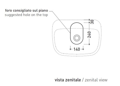Immagine di Flaminia MONÒ 54 lavabo 54 cm da appoggio o sospeso, senza troppopieno, colore bianco finitura lucido MN54L