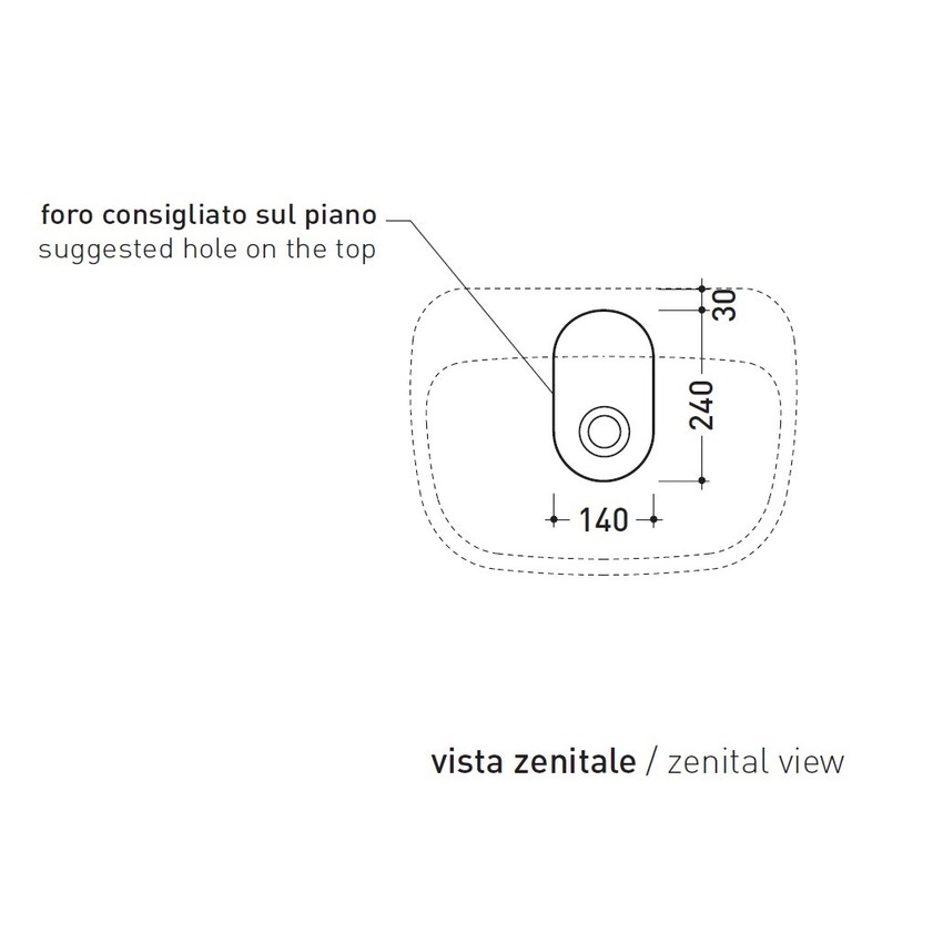Immagine di Flaminia MONÒ 54 lavabo 54 cm da appoggio o sospeso, senza troppopieno, colore bianco finitura lucido MN54L