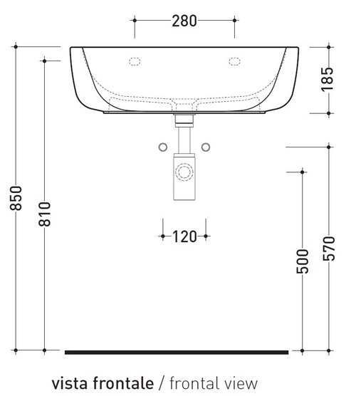Immagine di Flaminia MONÒ 64 lavabo 64 cm da appoggio o sospeso, senza troppopieno, colore bianco latte finitura opaco MN64LLAT