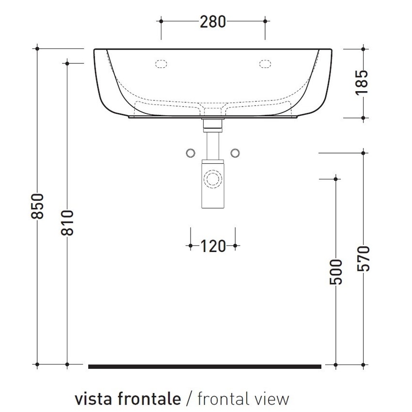 Immagine di Flaminia MONÒ 64 lavabo 64 cm da appoggio o sospeso, senza troppopieno, colore bianco latte finitura opaco MN64LLAT