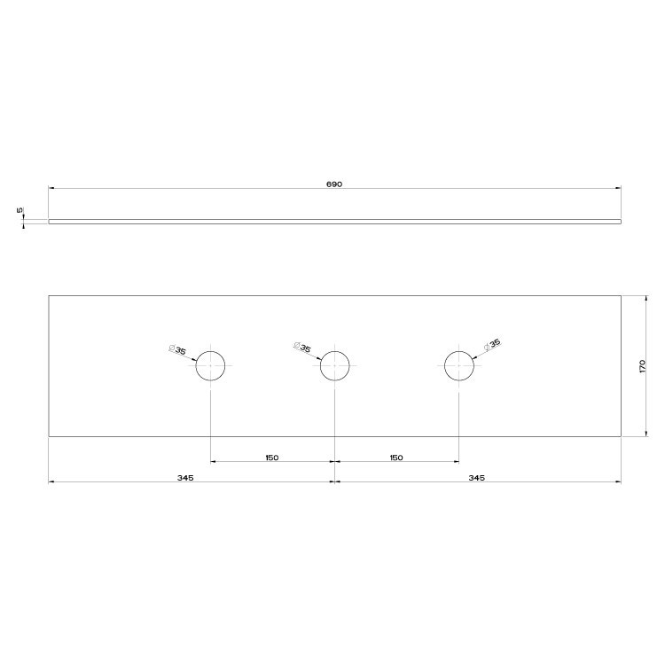 Immagine di Gessi Piastra di finitura tre fori per secur box, finitura copper PVD 01663#030