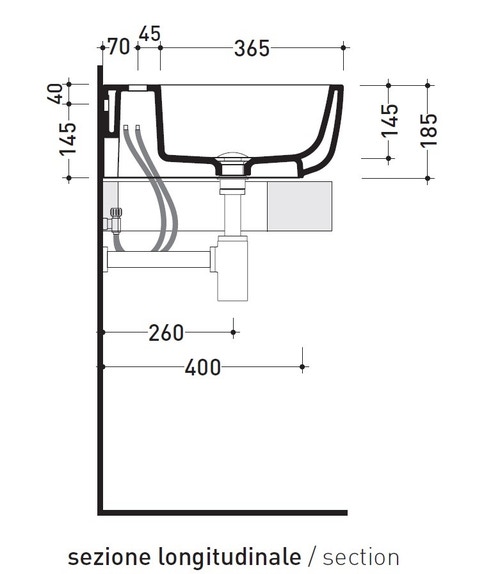 Immagine di Flaminia MONÒ 64 lavabo 64 cm da appoggio o sospeso, senza troppopieno, colore bianco latte finitura opaco MN64LLAT