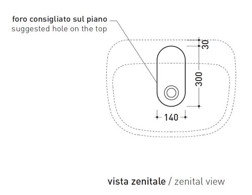 Immagine di Flaminia MONÒ 64 lavabo 64 cm da appoggio o sospeso, senza troppopieno, colore bianco latte finitura opaco MN64LLAT