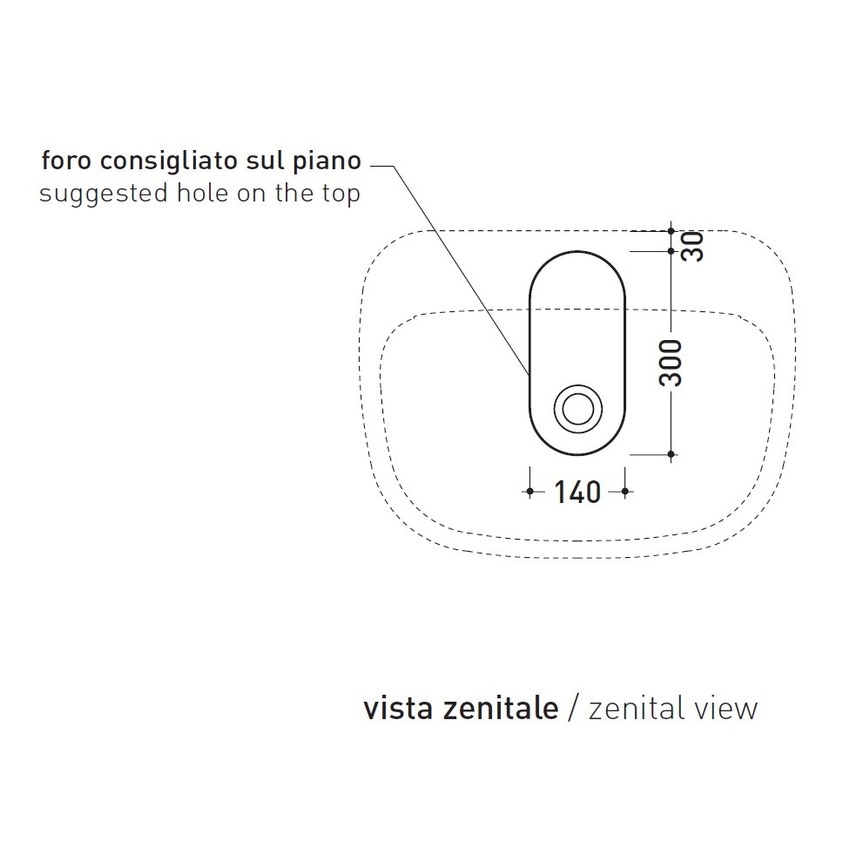 Immagine di Flaminia MONÒ 64 lavabo 64 cm da appoggio o sospeso, senza troppopieno, colore bianco latte finitura opaco MN64LLAT