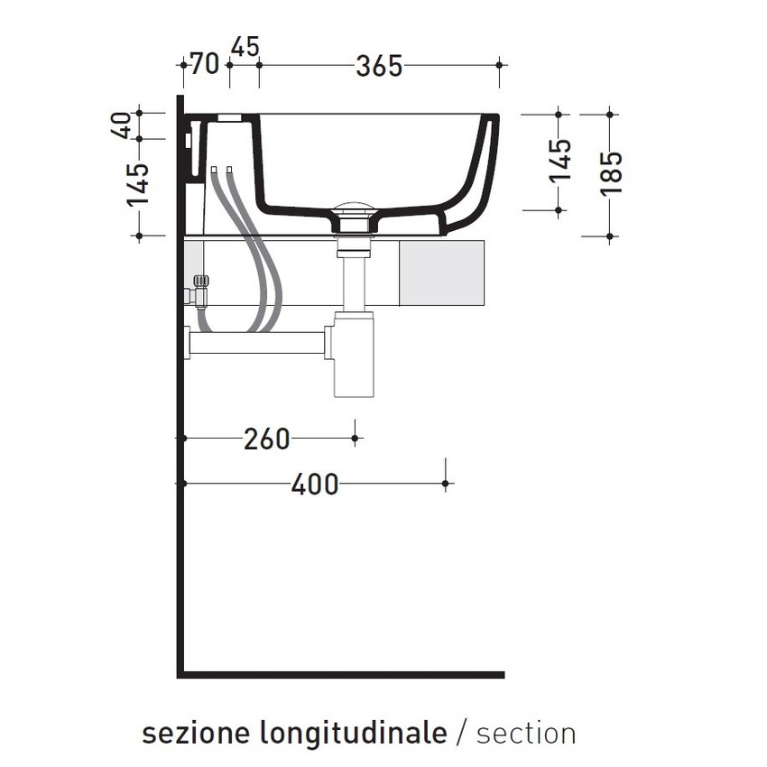 Immagine di Flaminia MONÒ 74 lavabo 74 cm da appoggio o sospeso, senza troppopieno, colore bianco finitura lucido MN74L