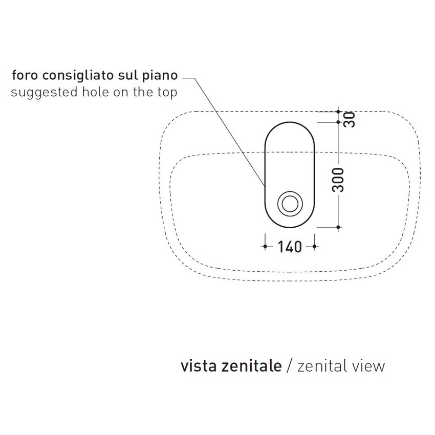 Immagine di Flaminia MONÒ 74 lavabo 74 cm da appoggio o sospeso, senza troppopieno, colore bianco finitura lucido MN74L