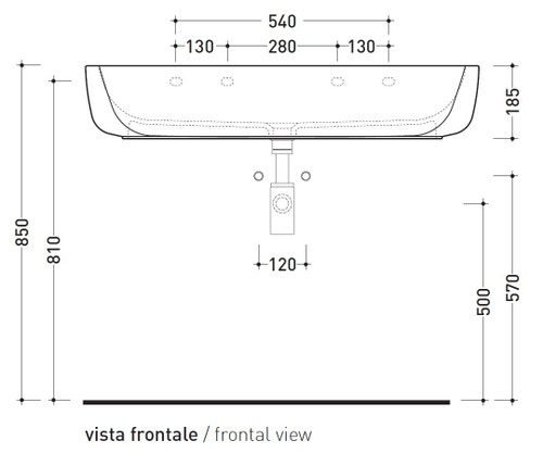 Immagine di Flaminia MONÒ 100 lavabo 100 cm da appoggio o sospeso, senza troppopieno, colore bianco finitura lucido MN100L