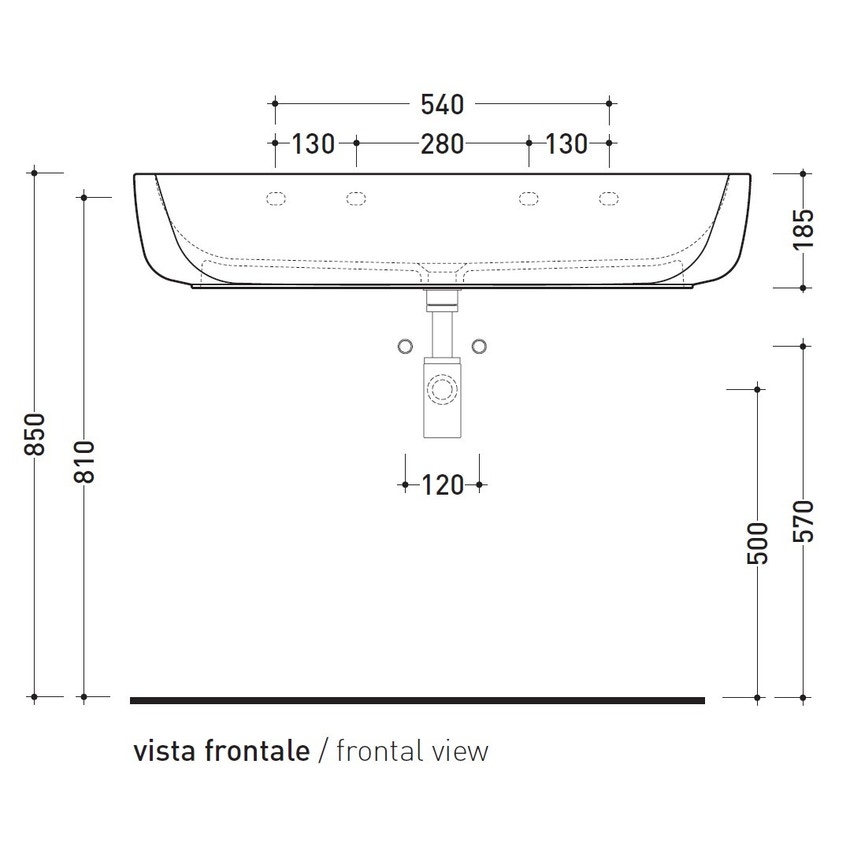 Immagine di Flaminia MONÒ 100 lavabo 100 cm da appoggio o sospeso, senza troppopieno, colore bianco finitura lucido MN100L