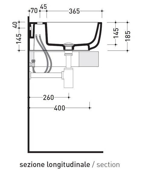 Immagine di Flaminia MONÒ 100 lavabo 100 cm da appoggio o sospeso, senza troppopieno, colore bianco finitura lucido MN100L