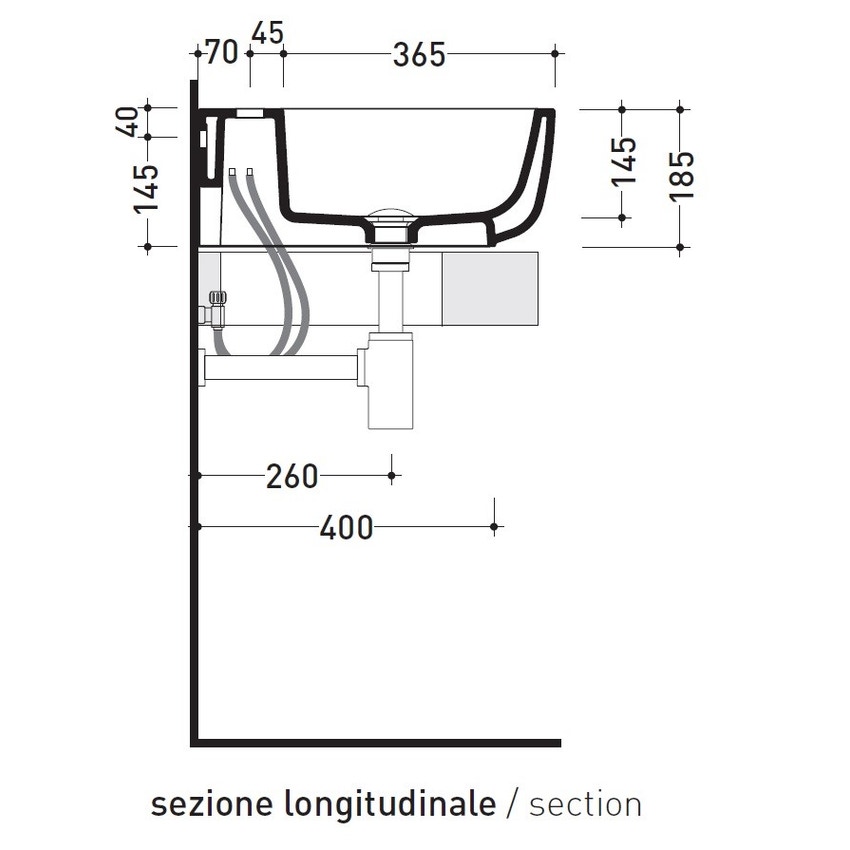 Immagine di Flaminia MONÒ 100 lavabo 100 cm da appoggio o sospeso, senza troppopieno, colore bianco finitura lucido MN100L