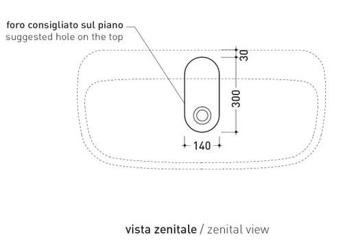 Immagine di Flaminia MONÒ 100 lavabo 100 cm da appoggio o sospeso, senza troppopieno, colore bianco finitura lucido MN100L