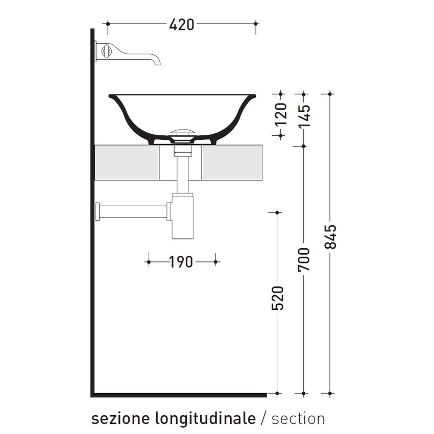 Immagine di Flaminia BOLL 42 lavabo rotondo da appoggio 42 cm, senza troppopieno, colore bianco finitura lucido BL42L