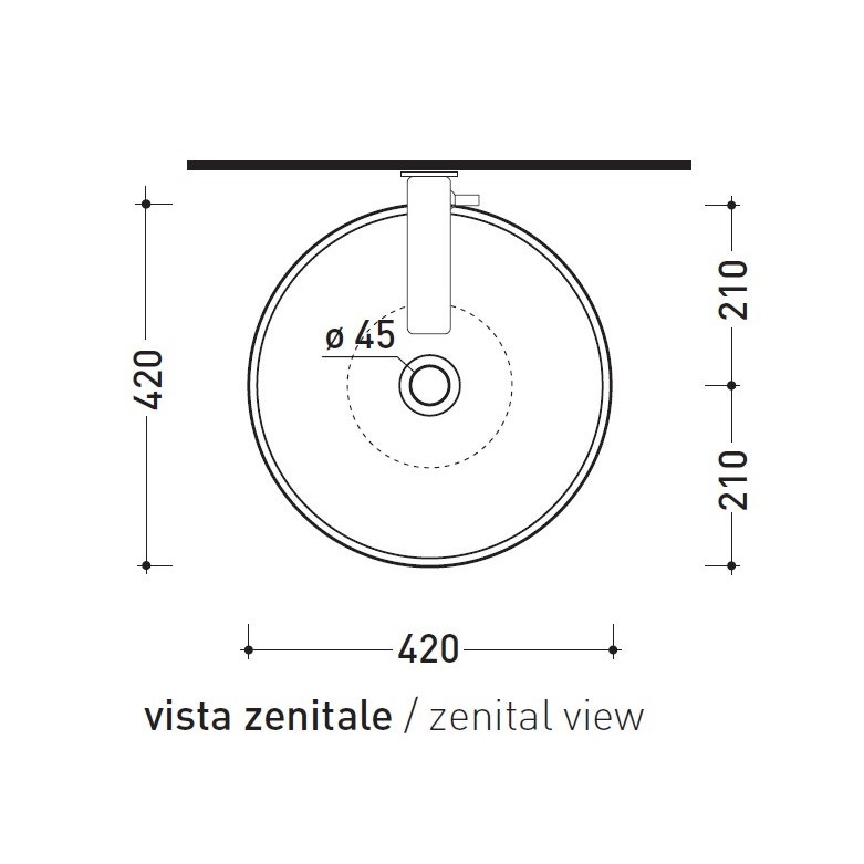 Immagine di Flaminia BOLL 42 lavabo rotondo da appoggio 42 cm, senza troppopieno, colore bianco finitura lucido BL42L