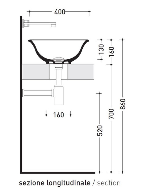 Immagine di Flaminia BOLL 56 lavabo 56 cm da appoggio, colore bianco finitura lucido BL56L