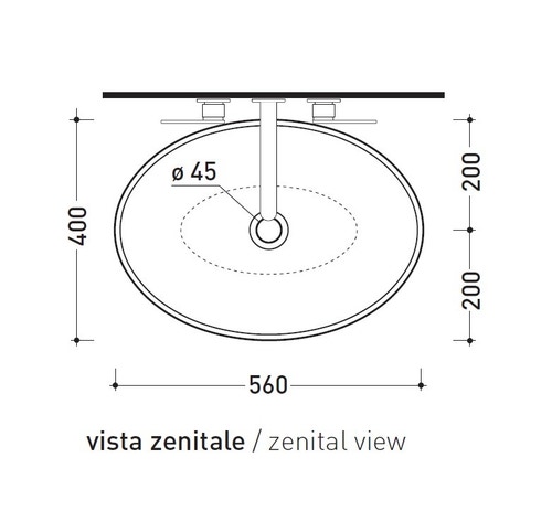 Immagine di Flaminia BOLL 56 lavabo 56 cm da appoggio, colore bianco finitura lucido BL56L