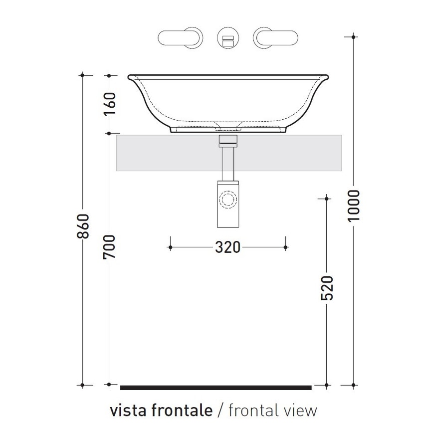 Immagine di Flaminia BOLL 56 lavabo 56 cm da appoggio, colore bianco finitura lucido BL56L