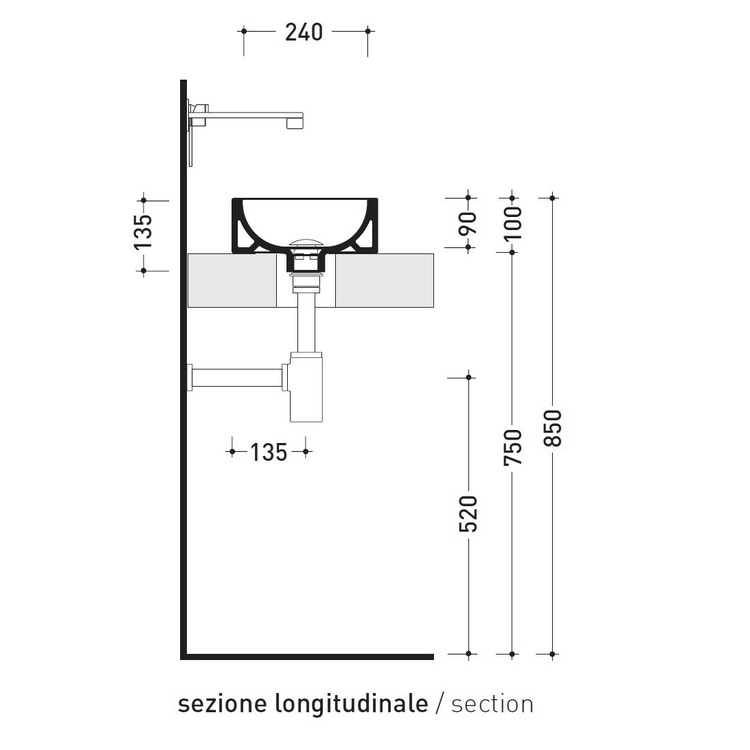 Flaminia 5059222 MINI TWIN 30 lavabo Ø 27 cm da appoggio, senza troppopieno,  colore bianco finitura lucido