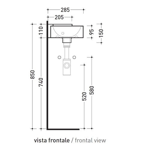 Immagine di Flaminia MINI TWIN 30 lavabo Ø 27 cm sospeso ad angolo, senza troppopieno, colore bianco finitura lucido 5060