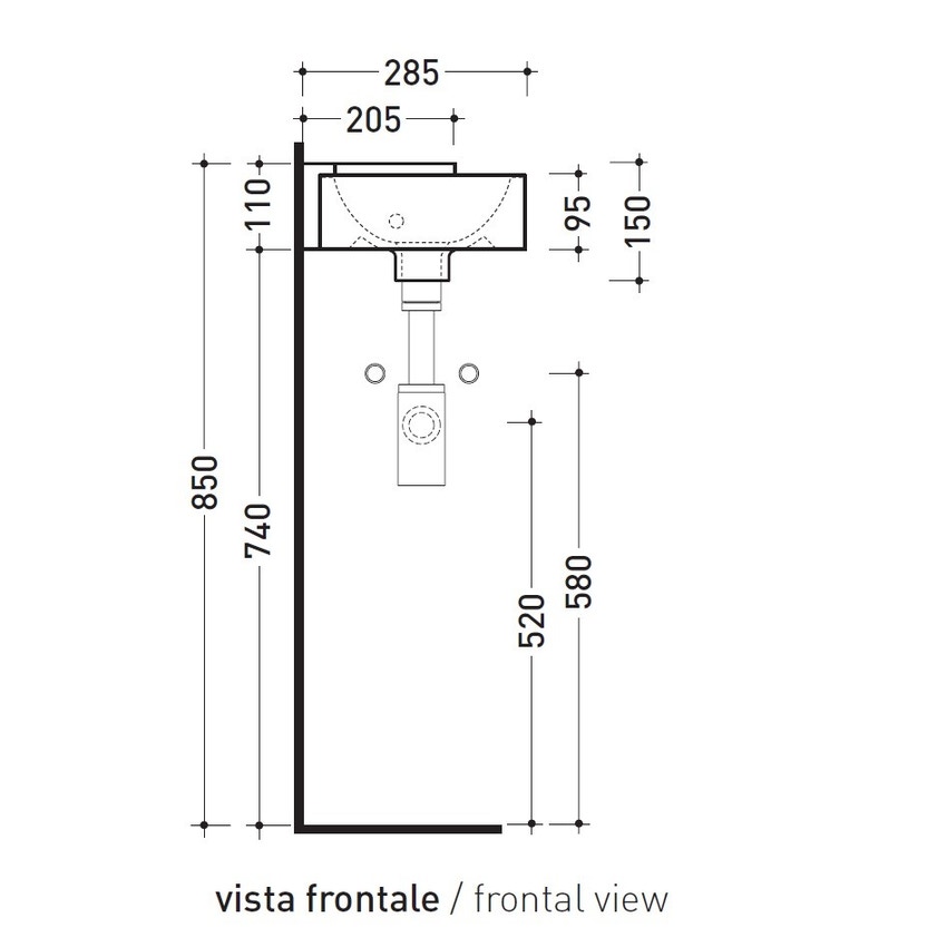 Immagine di Flaminia MINI TWIN 30 lavabo Ø 27 cm sospeso ad angolo, senza troppopieno, colore bianco finitura lucido 5060