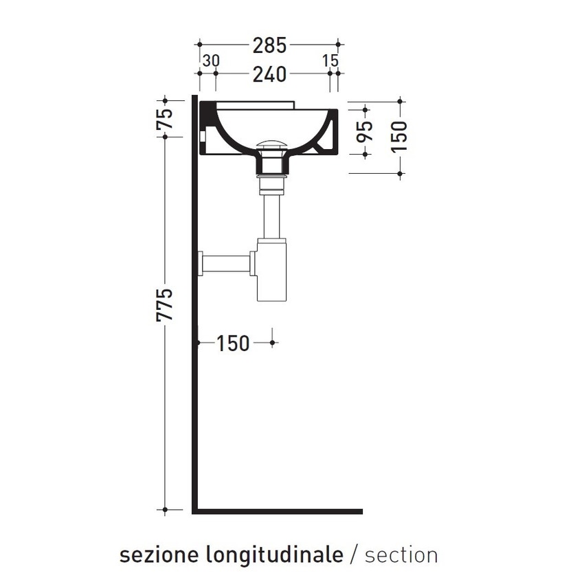 Immagine di Flaminia MINI TWIN 30 lavabo Ø 27 cm sospeso ad angolo, senza troppopieno, colore bianco finitura lucido 5060