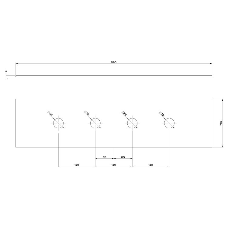 Immagine di Gessi Piastra di finitura quattro fori per secur box, finitura copper PVD 01664#030