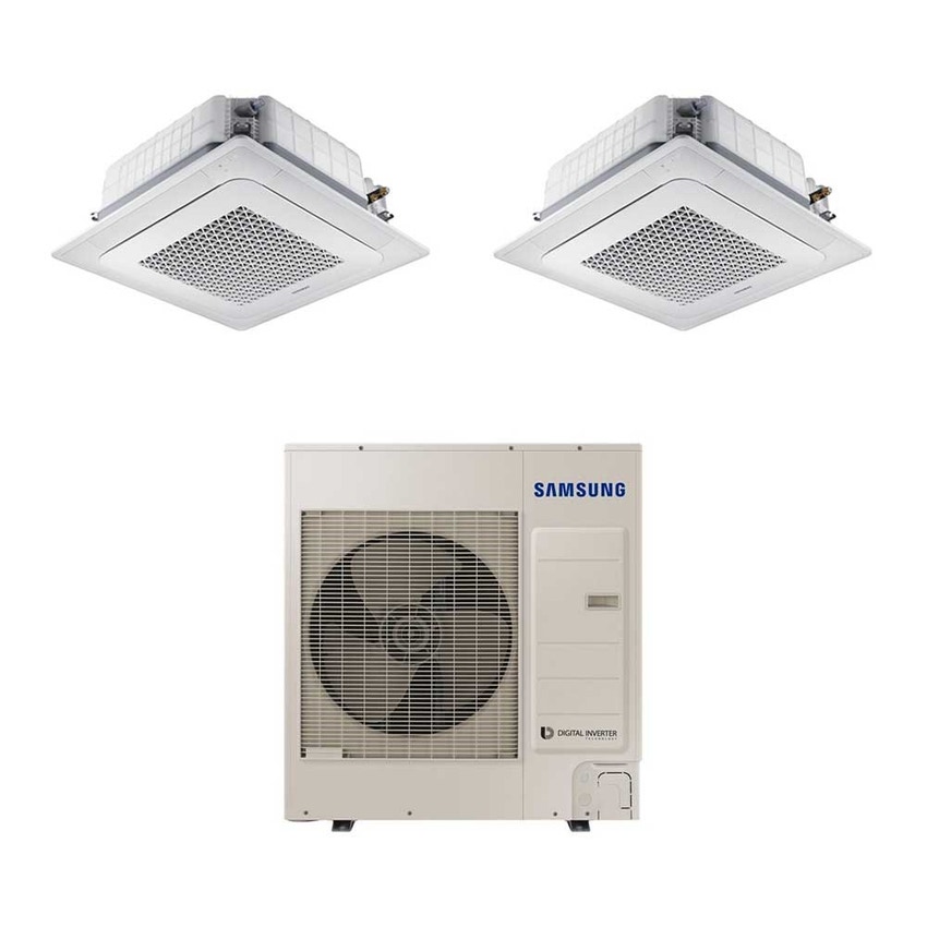 Immagine di Samsung cassetta 4 VIE WINDFREE Climatizzatore dual split inverter, trifase | unità esterna 10 kW unità interne 18000+18000 BTU AC100MXADNH/EU+2xAC052NN4DKH/EU