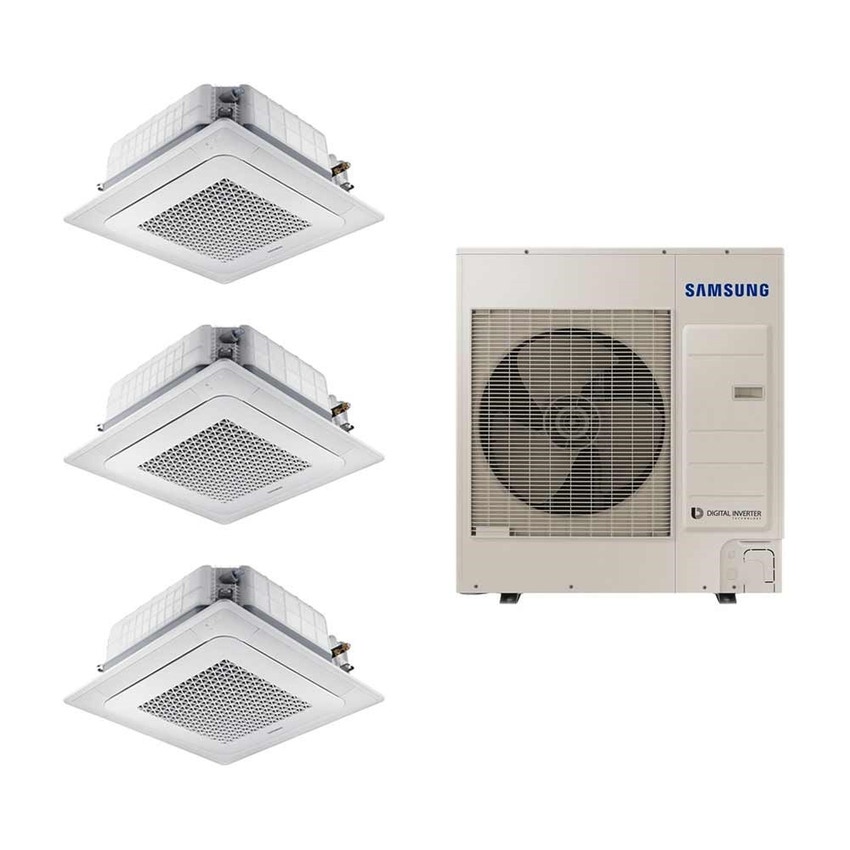Immagine di Samsung cassetta 4 VIE WINDFREE Climatizzatore trial split inverter, trifase | unità esterna 12 kW unità interne 18000+18000+18000 BTU AC120MXADNH/EU+2xAC052NN4DKH/EU