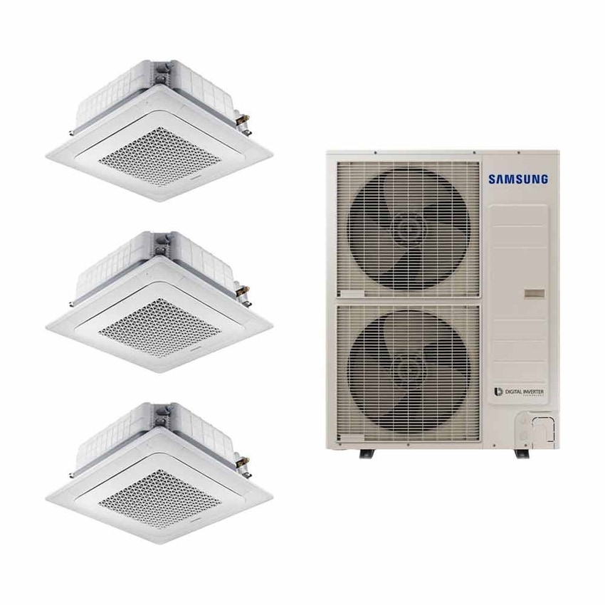 Immagine di Samsung cassetta 4 VIE WINDFREE Climatizzatore trial split inverter | unità esterna 14 kW unità interne 18000+18000+18000 BTU AC140MXADKH/EU+3xAC052NN4DKH/EU