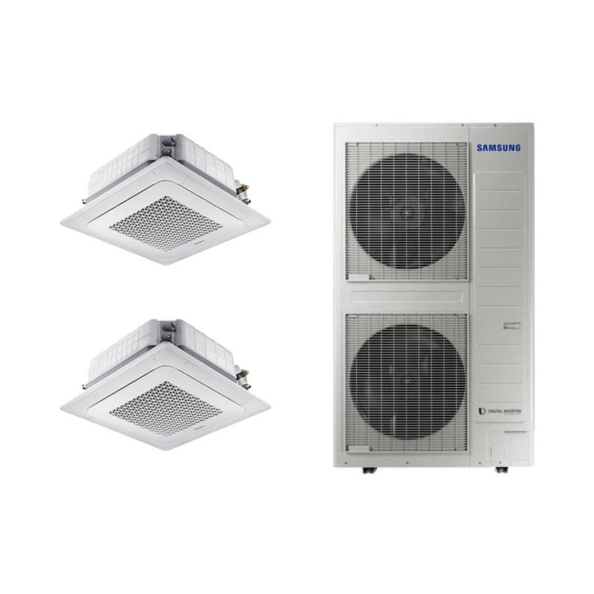Immagine di Samsung cassetta 4 VIE WINDFREE Climatizzatore dual split inverter, trifase | unità esterna 25 kW unità interne 40000+40000 BTU AC250KXAPNH/EU+2xAC120NN4DKH/EU