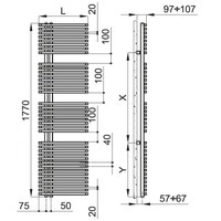 Immagine di Irsap JAZZ scaldasalviette attacco sinistro, 38 tubi, 3 intervalli, H.177 L.60 P.6,7cm, colore bianco edelweiss finitura lucido JLG060B34IR01NNN01
