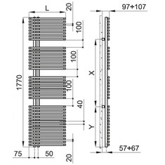 Immagine di Irsap JAZZ scaldasalviette attacco sinistro, 38 tubi, 3 intervalli, H.177 L.60 P.6,7 cm, colore bianco finitura opaco JLG060BJ8IR01NNN01