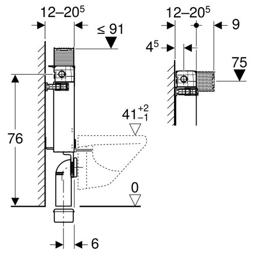 Immagine di Geberit COMBIFIX modulo per WC sospeso, 82 cm con cassetta di risciacquo da incasso Omega 12 cm 110.000.00.1