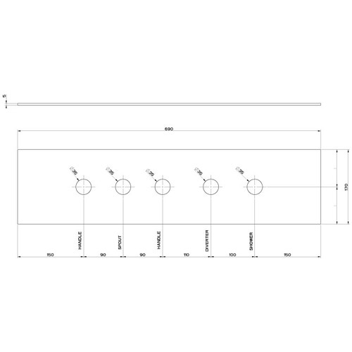 Immagine di Gessi Piastra di finitura cinque fori per secur box, finitura copper PVD 01758#030