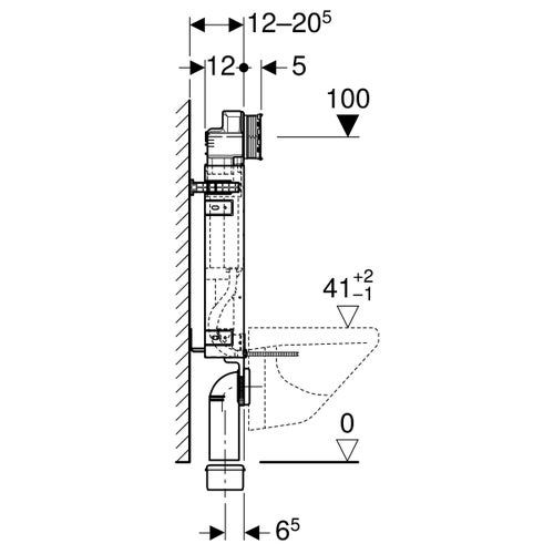 Immagine di Geberit COMBIFIX modulo per wc  sospeso 108 cm con cassetta di risciacquo da incasso Sigma 12 cm 110.307.00.5