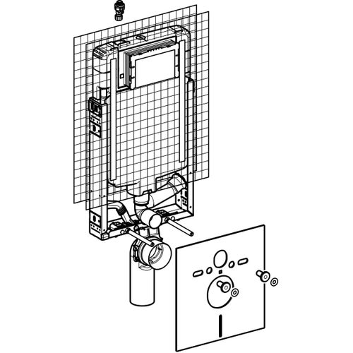 Immagine di Geberit COMBIFIX modulo per WC sospeso 109 cm con cassetta di risciacquo da incasso Sigma 8 cm per aspiratore dei cattivi odori collegato a ventilazione esterna 110.791.00.1