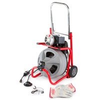 Immagine di Ridgid Stasatrice K-400 AUTOFEED, con guanti per stasatrici RIDGID, Cavo con "anima piena" ad avvolgimento integrale da 10 mm x 23 m, Set di utensili, 230 V 28098