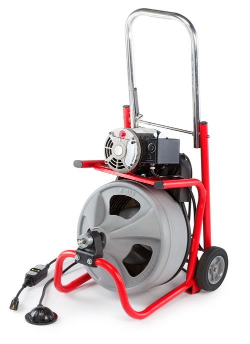 Immagine di Ridgid Stasatrice K-400 con guanti per stasatrici RIDGID, Cavo con "anima piena" ad avvolgimento integrale da 12 mm x 23 m, Set di utensili, 230 V 27033