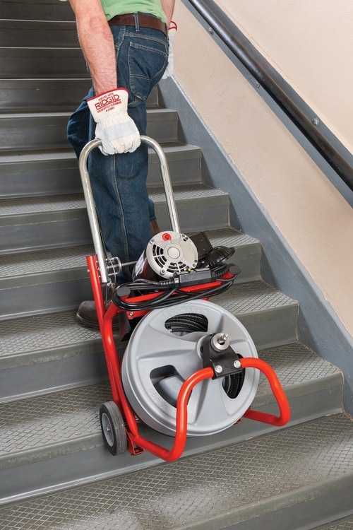 Immagine di Ridgid Stasatrice K-400 con guanti per stasatrici RIDGID, Cavo con "anima piena" ad avvolgimento integrale da 12 mm x 23 m, Set di utensili, 230 V 27033