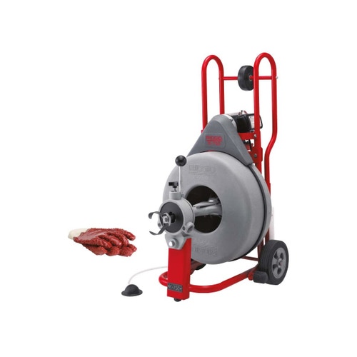 Immagine di Ridgid K-750 Stasatrice a tamburo 230 V per condutture di scarico/fognature da 3" a 8" (90-200 mm), con guanti in PVC e connessione per cavi da 3/4" 44147