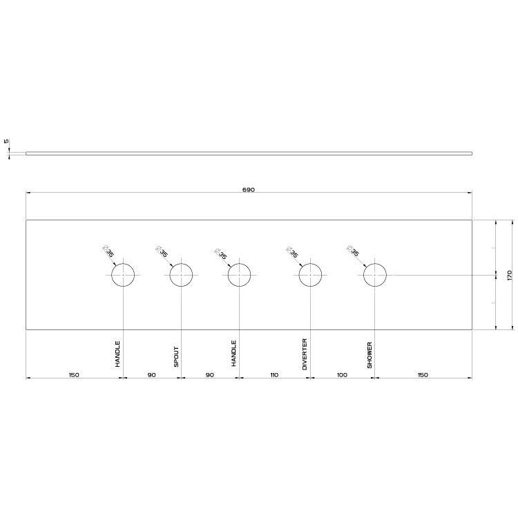 Immagine di Gessi Piastra di finitura cinque fori per secur box, finitura finox brushed nickel 01758#149