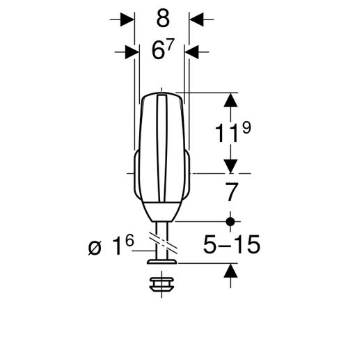 Immagine di Geberit comando per orinatoi con azionamento elettronico del risciacquo, funzionamento a batteria e allacciamento idrico posteriore finitura cromo satinato 115.805.46.1