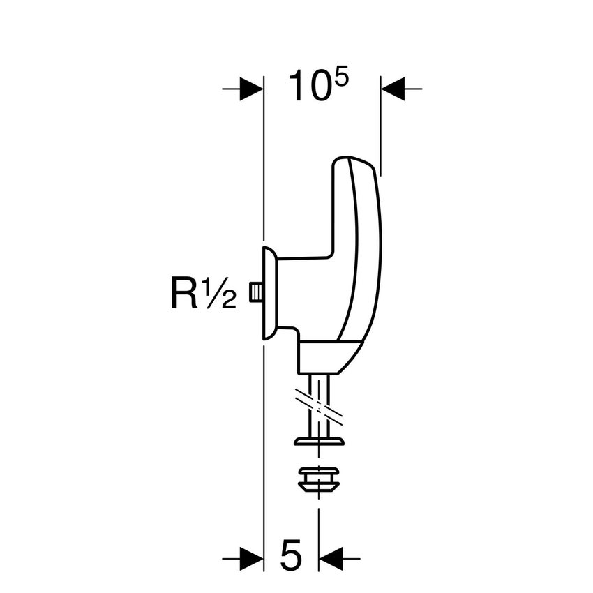 Immagine di Geberit comando per orinatoi con azionamento elettronico del risciacquo, funzionamento a batteria e allacciamento idrico posteriore finitura cromo satinato 115.805.46.1
