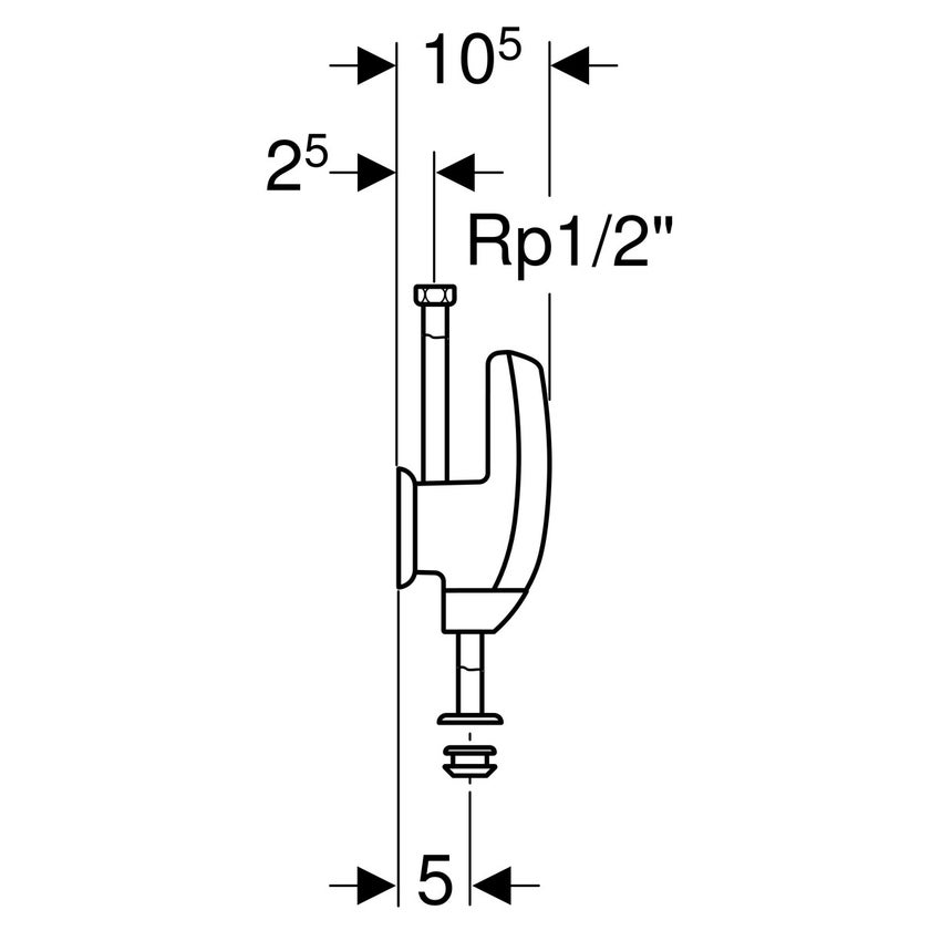 Immagine di Geberit comando per orinatoi con azionamento elettronico del risciacquo, funzionamento a batteria e allacciamento idrico dall'alto finitura cromo satinato 115.806.46.1