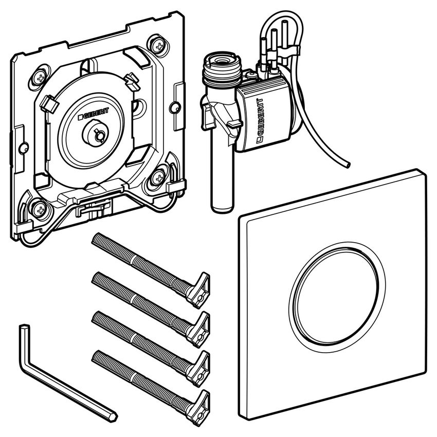 Immagine di Geberit comando per orinatoi con azionamento pneumatico del risciacquo, placca di comando tipo 01 finitura cromo satinato 116.011.46.5