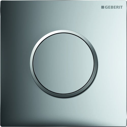 Immagine di Geberit comando per orinatoi con azionamento pneumatico del risciacquo, placca di comando tipo 10, finitura cromo lucido e anello cromo satinato 116.015.KH.1