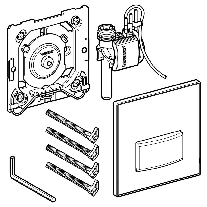 Immagine di Geberit comando per orinatoi con azionamento pneumatico del risciacquo, placca di comando tipo 50, colore bianco 116.016.11.5