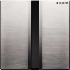 Immagine di Geberit comando per orinatoi con azionamento elettronico del risciacquo, funzionamento a batteria, placca di copertura tipo 50, finitura cromo spazzolato 116.036.GH.1